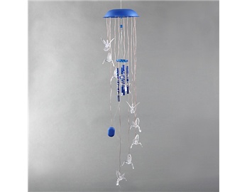String of 7-Color Changing 9-LED Light Hummingbird Wind Chimes (Blue)