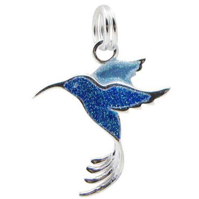 Sterling Silver Hummingbird Charm - Blue Silver