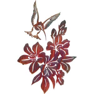 Azaleas With Hummingbird Set Color Wash Steel Wall Art
