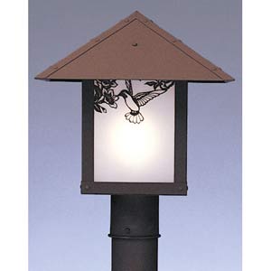 Evergreen Small Frosted Hummingbird Outdoor Post Mount