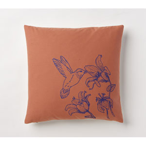 Coral Hummingbird Pillow