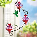 Hanging Metal Vine Hummingbird Feeder w/ Flowers
