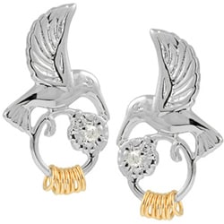 Wish Ring Sterling Silver Hummingbird CZ Stud Earrings