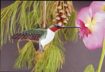 4 in Ruby Throated Hummingbird Ornament
