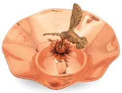 Achla 13 Inch Hummingbird Bird Bath Polished Copper