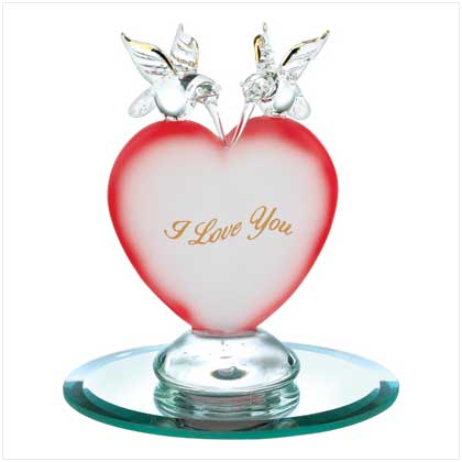 SWM 12523 Hummingbird Heart Glass Figurine