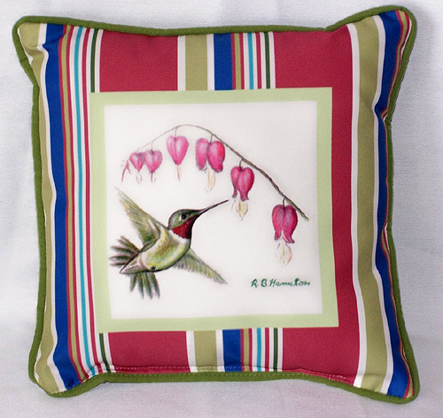 Betsy Drake SN030 Hummingbird Small OutdoorIndoor Pillow 12