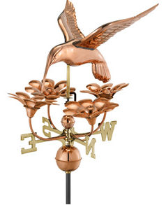Good Directions 913P Hummingbird with Flowers Weathervane  Polished Copper