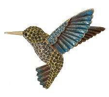 Joan Rivers Pave' and Enamel Hummingbird Pin