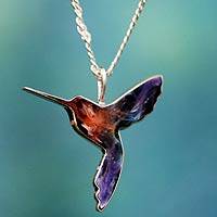 Sterling silver pendant necklace, 'Hummingbird Song' (Brazil)