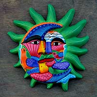 Ceramic wall adornment, 'Hummingbird Eclipse' (Mexico)