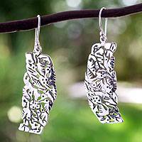 Sterling silver drop earrings, 'Hummingbird Mystique' (Mexico)