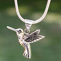 Sterling silver pendant necklace Hummingbird Secrets (Mexico)