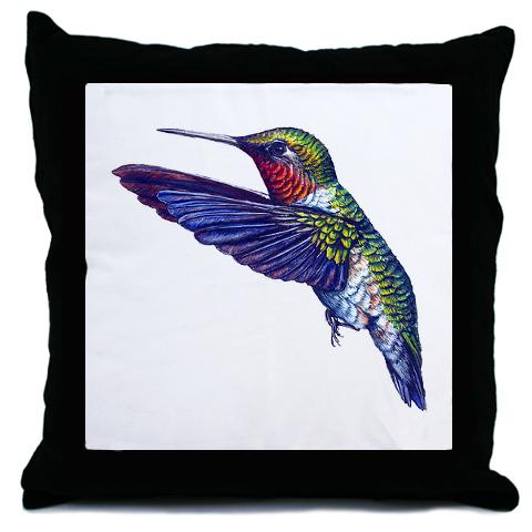 Ruby Throated Hummingbird  Birds Throw Pillow by CafePress