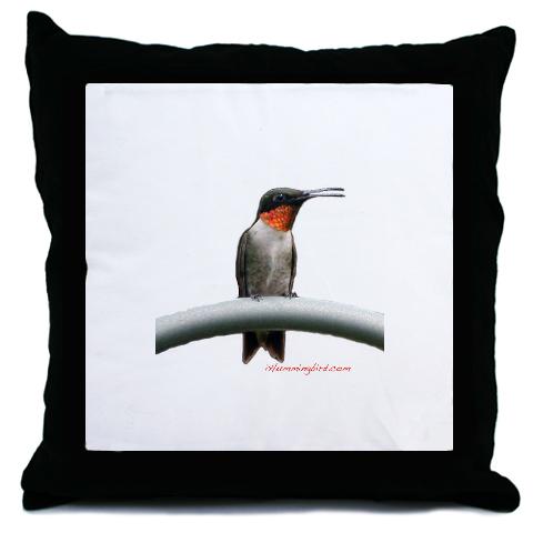 Hummingbird RubyThroat Photography Throw Pillow by CafePress