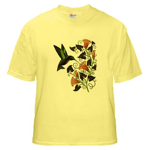 Garden Hummingbird  Hummingbird Yellow T-Shirt by CafePress
