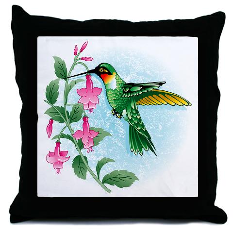 FUCIA HUMMINGBIRD  Bird Throw Pillow by CafePress