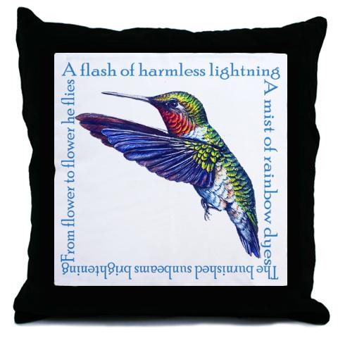 Hummingbird Poem  Birds Throw Pillow by CafePress