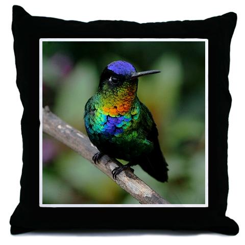 Fiery-Throated Hummingbird Bird Photo  Birds Throw Pillow by CafePress