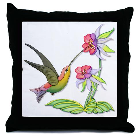 Hummingbird Flight  Art Throw Pillow by CafePress